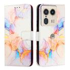 For Motorola Edge 50 Ultra PT003 Marble Pattern Flip Leather Phone Case(Galaxy Marble White) - 2