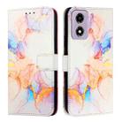 For Motorola Moto E14 PT003 Marble Pattern Flip Leather Phone Case(Galaxy Marble White) - 2