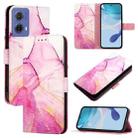 For Motorola Moto G85 PT003 Marble Pattern Flip Leather Phone Case(Pink Purple Gold) - 1