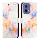 For Motorola Moto G85 PT003 Marble Pattern Flip Leather Phone Case(Galaxy Marble White) - 2