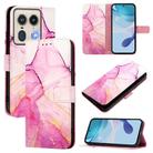 For Motorola Edge 50 5G Global PT003 Marble Pattern Flip Leather Phone Case(Pink Purple Gold) - 1