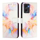 For Motorola Moto G05 PT003 Marble Pattern Flip Leather Phone Case(Galaxy Marble White) - 2