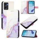 For Motorola Moto G05 PT003 Marble Pattern Flip Leather Phone Case(White Purple) - 1