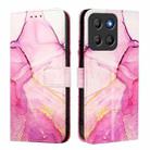 For Motorola Moto G15 PT003 Marble Pattern Flip Leather Phone Case(Pink Purple Gold) - 2