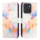 For Motorola Moto G15 PT003 Marble Pattern Flip Leather Phone Case(Galaxy Marble White) - 2