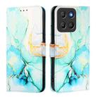 For Motorola Moto G15 PT003 Marble Pattern Flip Leather Phone Case(Green) - 2