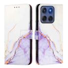 For Motorola Edge 60 Fusion PT003 Marble Pattern Flip Leather Phone Case(White Purple) - 3