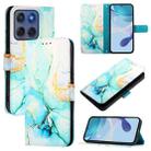 For Motorola Edge 60 Fusion PT003 Marble Pattern Flip Leather Phone Case(Green) - 1