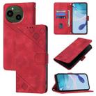 For Sharp Aquos R9 Skin Feel Embossed Leather Phone Case(Red) - 1