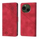 For Sharp Aquos R9 Skin Feel Embossed Leather Phone Case(Red) - 2