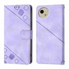 For Sharp Aquos Wish4 Skin Feel Embossed Leather Phone Case(Light Purple) - 2
