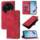 For Sharp Aquos R9 Pro Skin Feel Embossed Leather Phone Case(Red) - 1