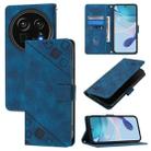 For Sharp Aquos R9 Pro Skin Feel Embossed Leather Phone Case(Blue) - 1