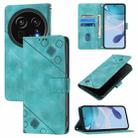 For Sharp Aquos R9 Pro Skin Feel Embossed Leather Phone Case(Green) - 1