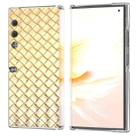 For Honor V Purse Woven Texture Transparent Frame PU Phone Case(Gold) - 1