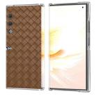 For Honor V Purse Woven Texture Transparent Frame PU Phone Case(Brown) - 1