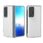 For Honor Magic Vs2 Woven Texture Transparent Frame PU Phone Case(White) - 1