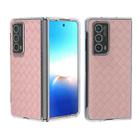 For Honor Magic Vs2 Woven Texture Transparent Frame PU Phone Case(Pink) - 1