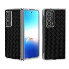 For Honor Magic Vs2 Woven Texture Transparent Frame PU Phone Case(Black) - 1