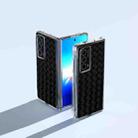 For Honor Magic Vs2 Woven Texture Transparent Frame PU Phone Case(Black) - 2