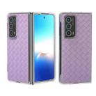 For Honor Magic Vs2 Woven Texture Transparent Frame PU Phone Case(Purple) - 1