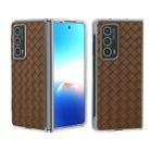 For Honor Magic Vs2 Woven Texture Transparent Frame PU Phone Case(Brown) - 1