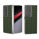 For Honor Magic V2 RSR Porsche Design Woven Texture Transparent Frame PU Phone Case(Green) - 1