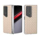 For Honor Magic V2 RSR Porsche Design Woven Texture Transparent Frame PU Phone Case(Beige) - 1