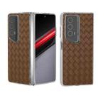 For Honor Magic V2 RSR Porsche Design Woven Texture Transparent Frame PU Phone Case(Brown) - 1