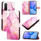 For TCL 20R 5G PT003 Marble Pattern Flip Leather Phone Case(Pink Purple Gold) - 1