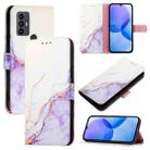 For TCL 30 SE PT003 Marble Pattern Flip Leather Phone Case(White Purple) - 1