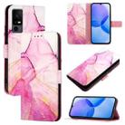 For TCL 40R 5G PT003 Marble Pattern Flip Leather Phone Case(Pink Purple Gold) - 1