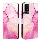 For TCL 40R 5G PT003 Marble Pattern Flip Leather Phone Case(Pink Purple Gold) - 2