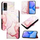 For TCL 40R 5G PT003 Marble Pattern Flip Leather Phone Case(Rose Gold) - 1