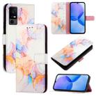 For TCL 40R 5G PT003 Marble Pattern Flip Leather Phone Case(Galaxy Marble White) - 1