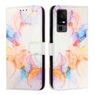 For TCL 40R 5G PT003 Marble Pattern Flip Leather Phone Case(Galaxy Marble White) - 2