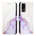 For TCL 40R 5G PT003 Marble Pattern Flip Leather Phone Case(White Purple) - 2