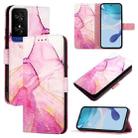 For TCL 50 5G PT003 Marble Pattern Flip Leather Phone Case(Pink Purple Gold) - 1