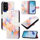 For TCL 50 5G PT003 Marble Pattern Flip Leather Phone Case(Galaxy Marble White) - 1