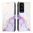 For TCL 50 5G PT003 Marble Pattern Flip Leather Phone Case(White Purple) - 2