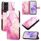 For TCL 50 SE PT003 Marble Pattern Flip Leather Phone Case(Pink Purple Gold) - 1