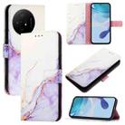 For TCL 50 XL PT003 Marble Pattern Flip Leather Phone Case(White Purple) - 1