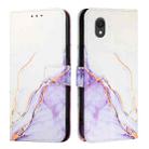 For TCL 201 PT003 Marble Pattern Flip Leather Phone Case(White Purple) - 2