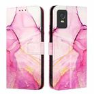 For TCL 403 PT003 Marble Pattern Flip Leather Phone Case(Pink Purple Gold) - 2