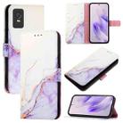 For TCL 403 PT003 Marble Pattern Flip Leather Phone Case(White Purple) - 1