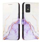 For TCL 403 PT003 Marble Pattern Flip Leather Phone Case(White Purple) - 2