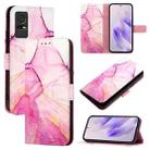 For TCL 405 / 406 / 408 PT003 Marble Pattern Flip Leather Phone Case(Pink Purple Gold) - 1