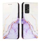 For TCL 405 / 406 / 408 PT003 Marble Pattern Flip Leather Phone Case(White Purple) - 2