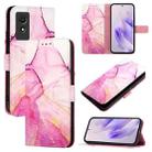 For TCL 501 PT003 Marble Pattern Flip Leather Phone Case(Pink Purple Gold) - 1