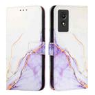 For TCL 501 PT003 Marble Pattern Flip Leather Phone Case(White Purple) - 2